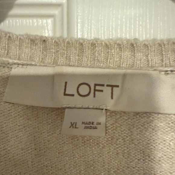 Loft cream puff-sleeved sweater with rhinestone accents -- XL - Picture 4 of 5